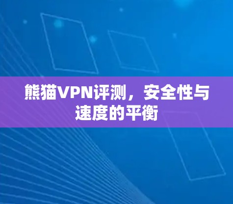 熊猫VPN评测,安全性与速度的平衡