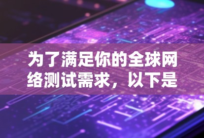 为了满足你的全球网络测试需求,以下是一些经过分析的网络测试工具,每个工具都有简要说明,帮助你选择最适合的解决方案