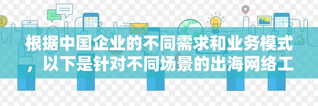 根据中国企业的不同需求和业务模式,以下是针对不同场景的出海网络工具推荐
